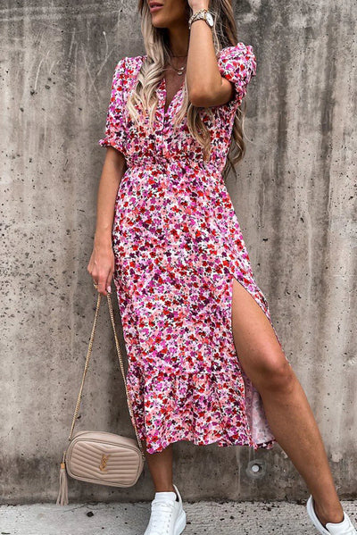 Maxi-Kleid Rosea Floral mit V-Ausschnitt