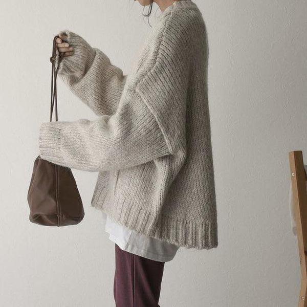 Oversized Strickpullover | Grobstrick & Tasche | Lässiger Komfort