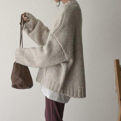 Oversized Strickpullover | Grobstrick & Tasche | Lässiger Komfort