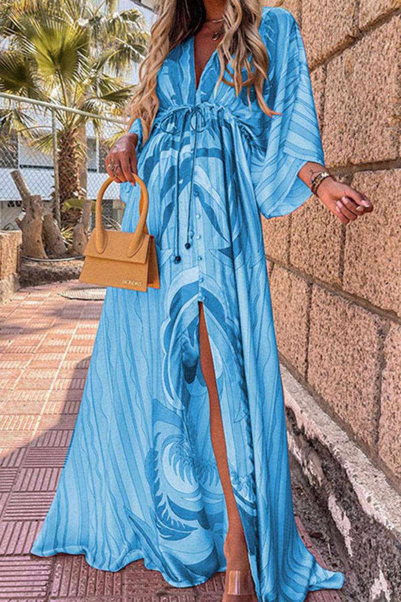 Heidi-Mode | College Vacation Print Frenulum Strandkleid Kleider