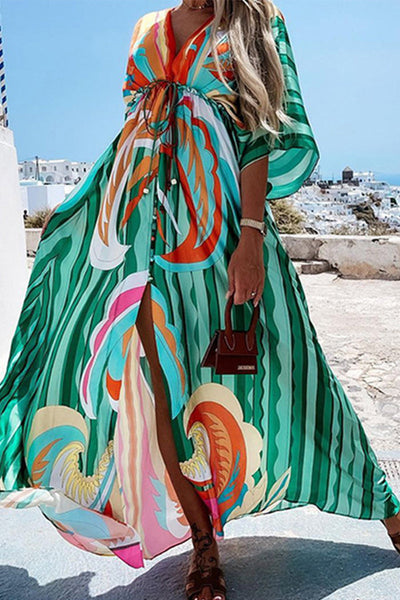 Heidi-Mode | College Vacation Print Frenulum Strandkleid Kleider