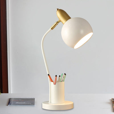 LumiSphere - Metallsphäre-Nachtischlampe mit röhrenförmigem Stifthalter-Design