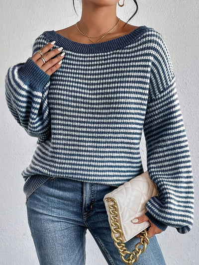 Gestreifter Oversize-Pullover | Lässig & Elegant | Off-Shoulder-Look