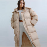 Stilvolle Lange Damen Daunenjacke - Elise in Khaki