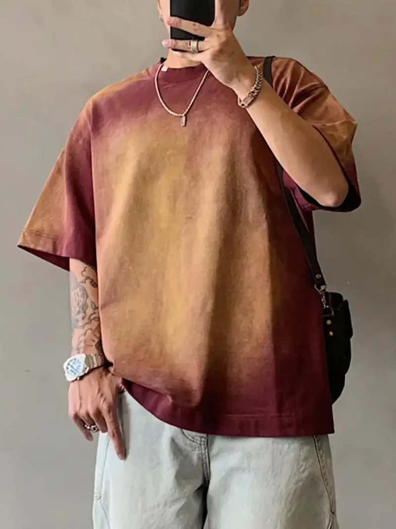 Cyprian - Lässiges Kurzarm-T-Shirt mit Farbverlauf und Ombre-Muster für Herren