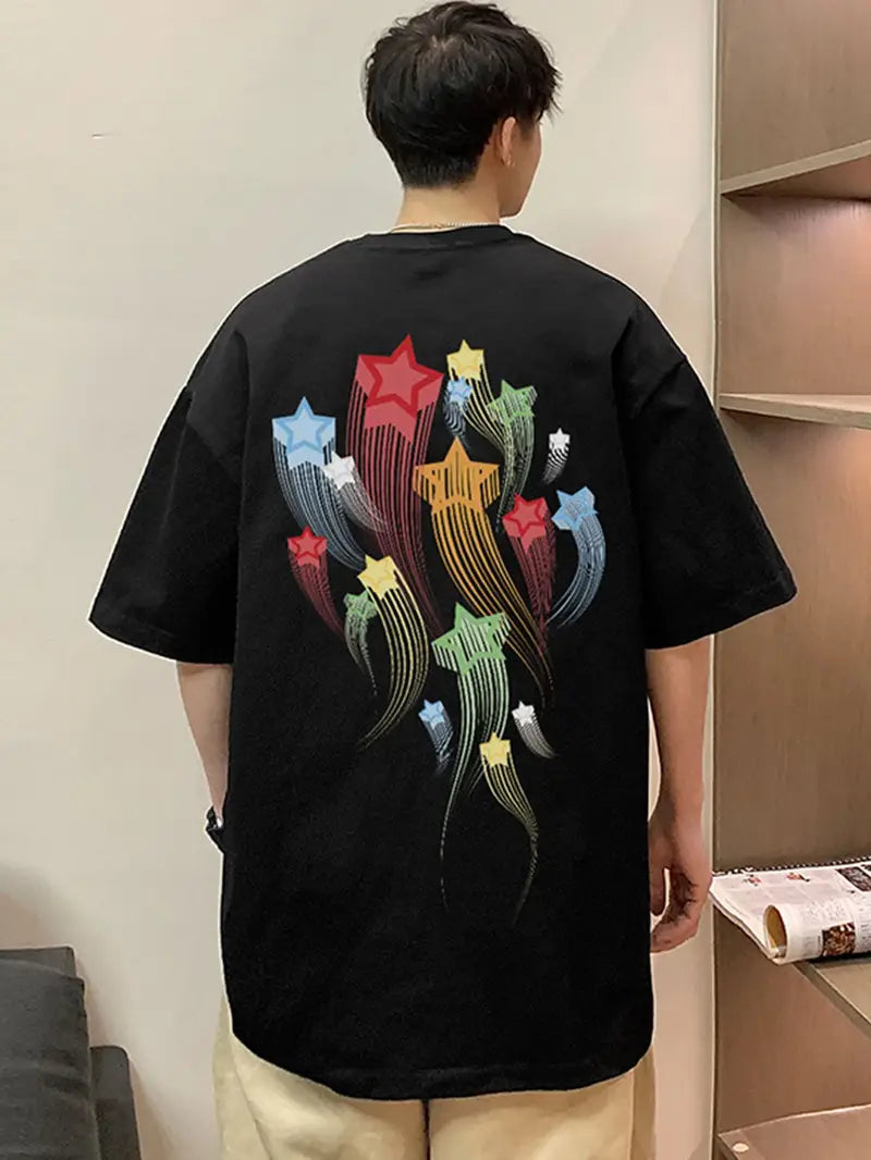 Jesse - Herren T-Shirt aus Baumwolle mit bunten Sternen und Grafikdruck