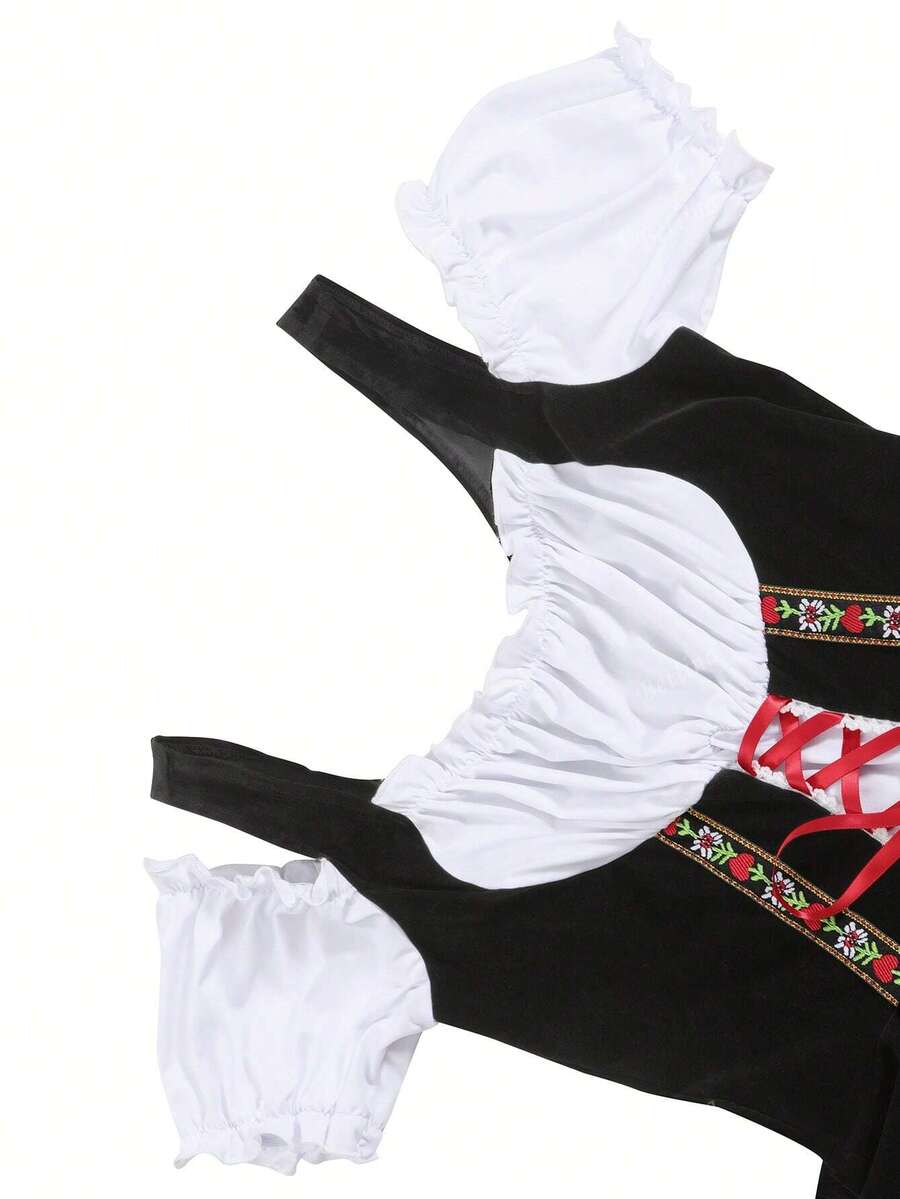 Oktoberfest Dirndl Kleid für Damen – Traditionelles Trachtenkleid mit Schürze