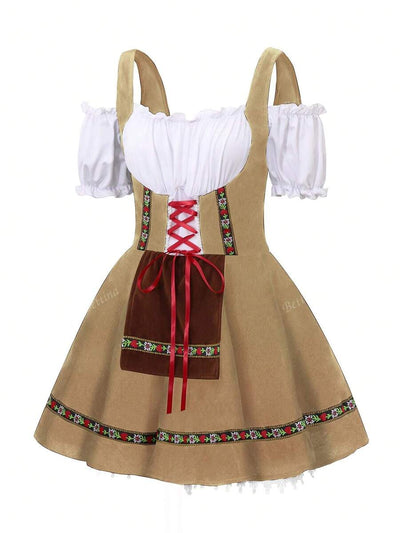 Oktoberfest Dirndl Kleid für Damen – Traditionelles Trachtenkleid mit Schürze