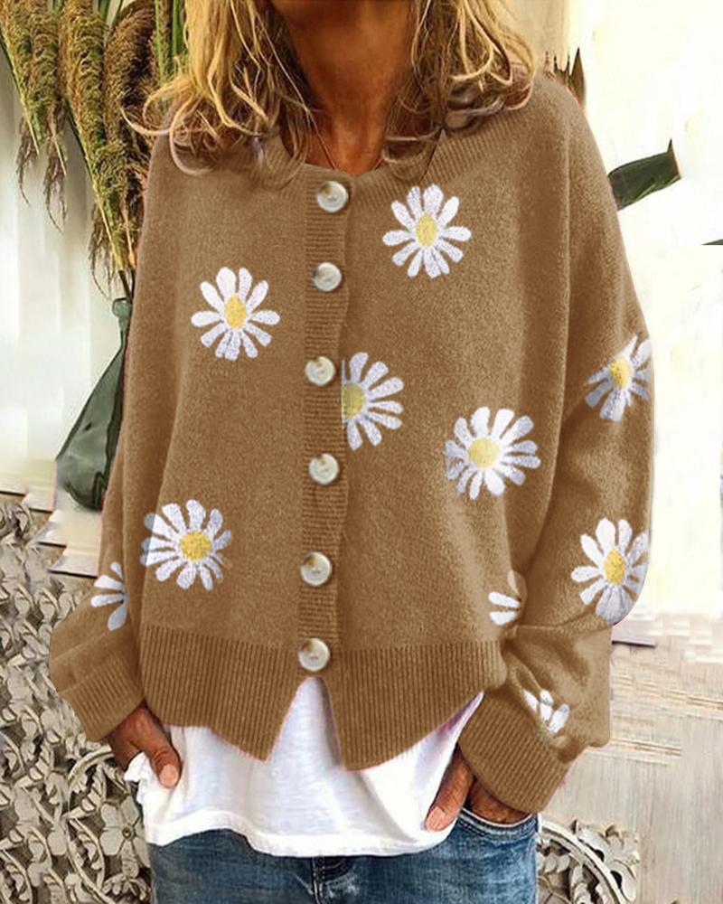 Daisy-Strick-Cardigan | Florale Eleganz | Komfortabler Chic