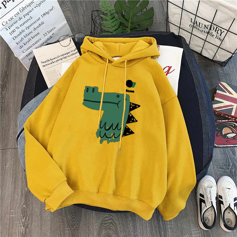 Femme Grafik Kapuzenpullover mit verspieltem Dinosaurierdesign Heidi-Mode