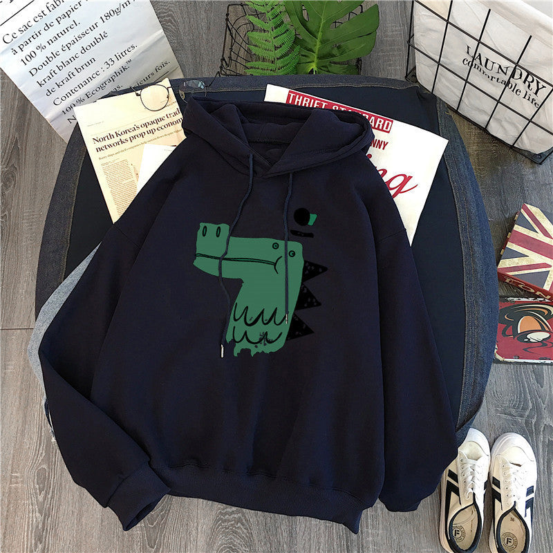 Femme Grafik Kapuzenpullover mit verspieltem Dinosaurierdesign Heidi-Mode