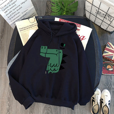 Femme Grafik Kapuzenpullover mit verspieltem Dinosaurierdesign Heidi-Mode