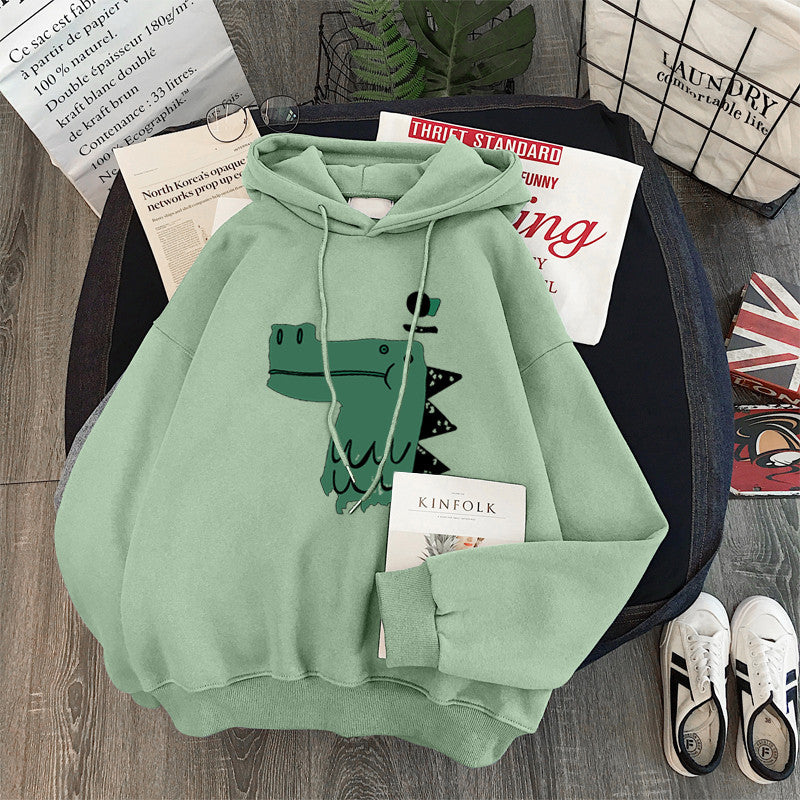 Femme Grafik Kapuzenpullover mit verspieltem Dinosaurierdesign Heidi-Mode