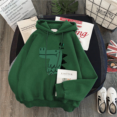 Femme Grafik Kapuzenpullover mit verspieltem Dinosaurierdesign Heidi-Mode