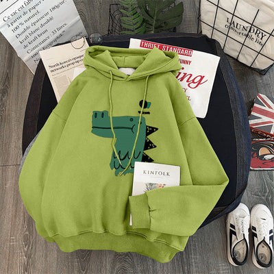 Femme Grafik Kapuzenpullover mit verspieltem Dinosaurierdesign Heidi-Mode