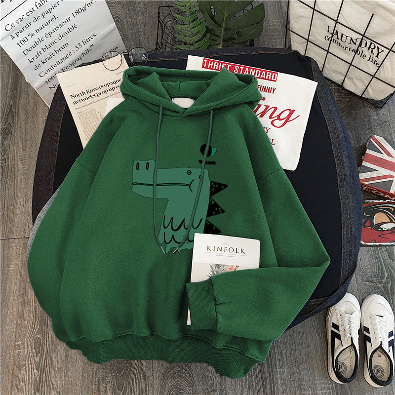 Femme Grafik Kapuzenpullover mit verspieltem Dinosaurierdesign Heidi-Mode