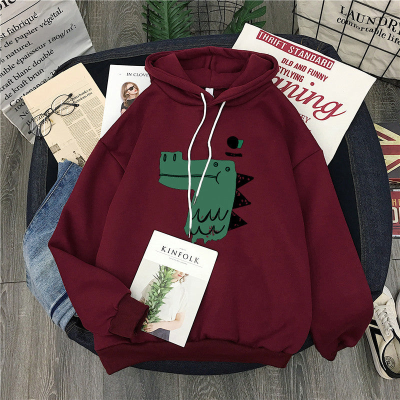 Femme Grafik Kapuzenpullover mit verspieltem Dinosaurierdesign Heidi-Mode