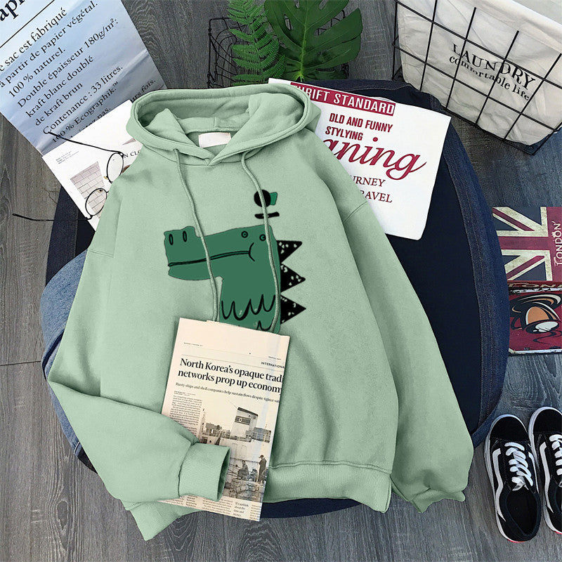 Femme Grafik Kapuzenpullover mit verspieltem Dinosaurierdesign Heidi-Mode