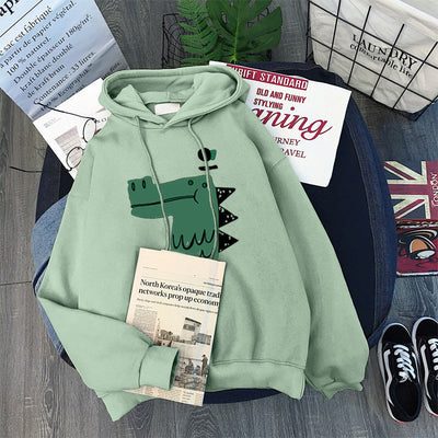 Femme Grafik Kapuzenpullover mit verspieltem Dinosaurierdesign Heidi-Mode