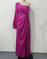 Helena - Elegantes One-Shoulder-Kleid mit Schlitz für Damen in Rosa 2