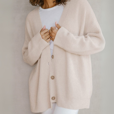 Strickjacke Damen Oversize Gerippt | Locker Lang