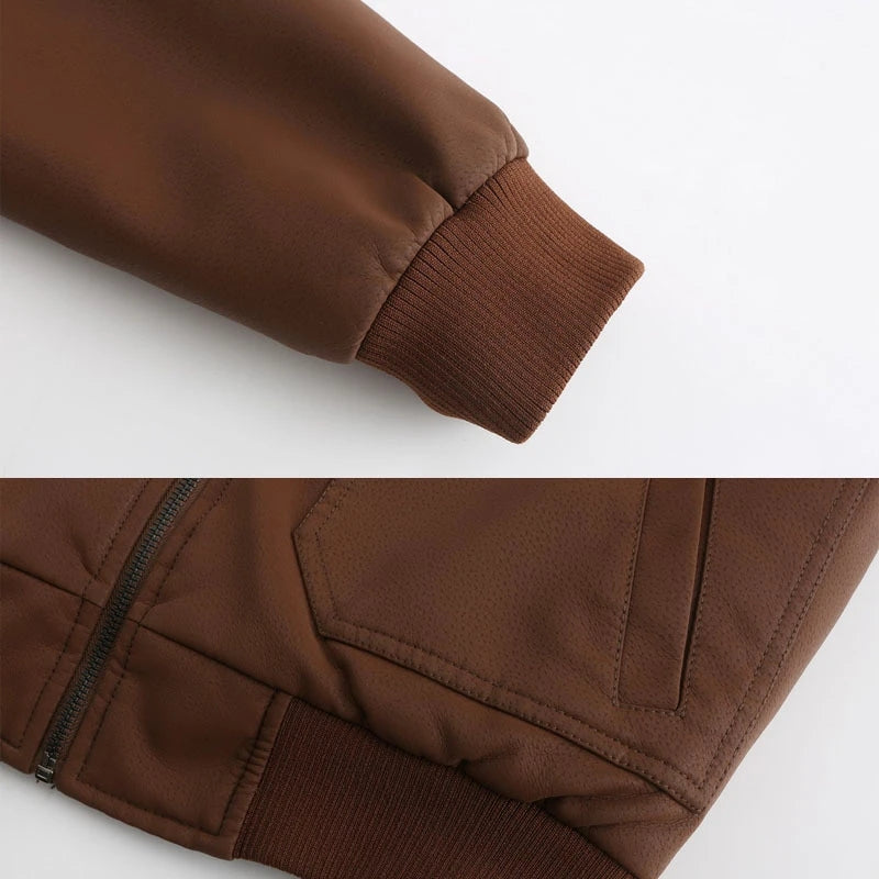 Herren Vegan Lederjacke mit Kapuze