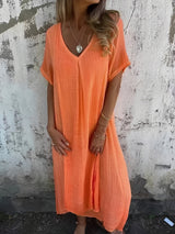 Rachel - Bequemes, locker sitzendes Kleid für Damen in Orange