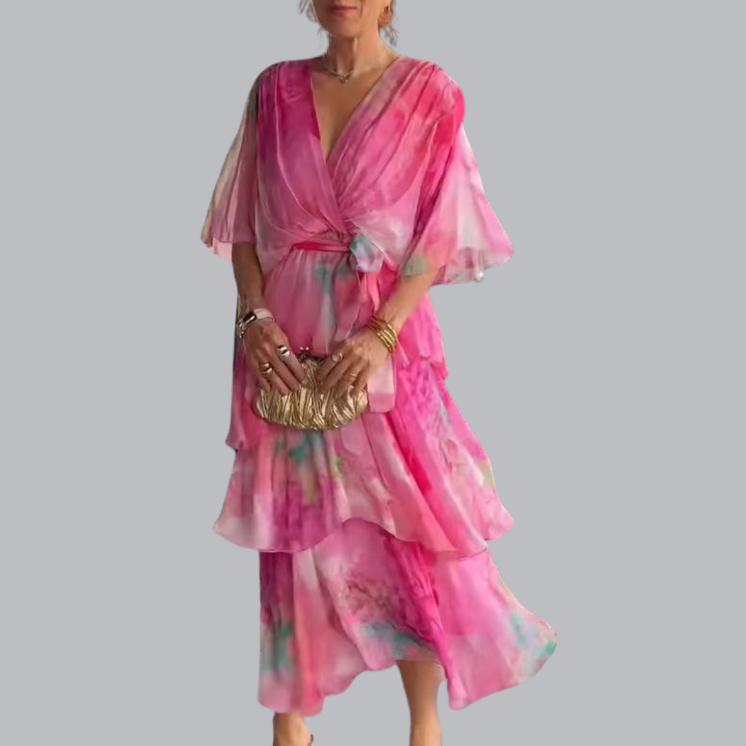 Viktoria™ | Lagen-Maxikleid mit Taillenschleife in mehreren Designs