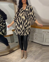 Eleanor - Damenbluse mit Muster in Beige