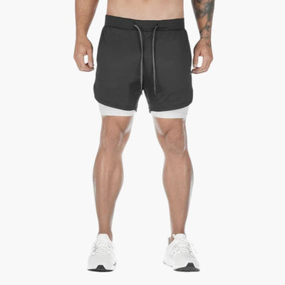Herren Trainingsshorts mit Innenhose und Kordelzugbund