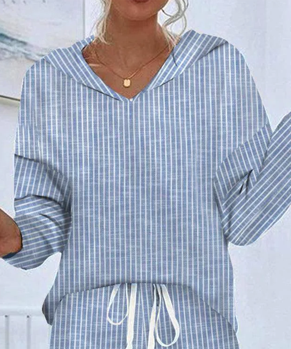 Lässiges Lounge-Set | Gestreiftes Design & Kapuzendetail | Bequeme Passform