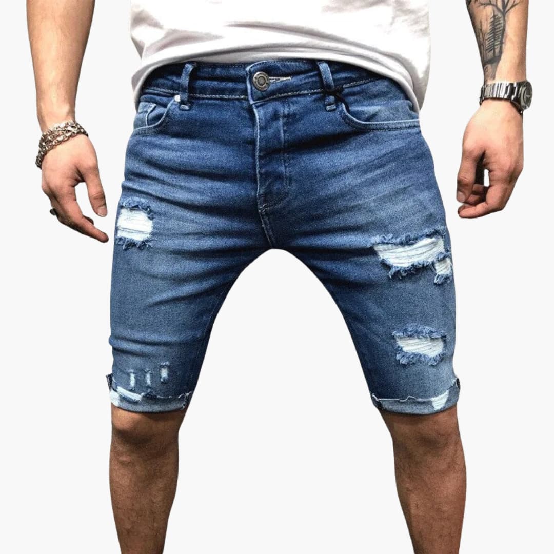 Herren Jeansshorts mit Raw Saum und Slim Fit Passform