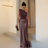 Keena - Elegantes Maxikleid in Braun