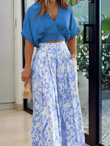 Hennie - Lässiges, locker sitzendes Set mit Print für Damen in Blau
