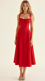 Kiana - Stilvolles Midikleid mit Schlitz in Rot