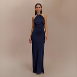 Jianna - Stilvolles Neckholder-Maxikleid in Marineblau