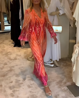 Glynnis - Stilvolles Maxikleid mit langen Ärmeln in Orange
