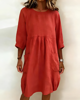 Shadia - Lockeres und Lässiges Midikleid in Rot