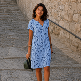 Josette - Lässiges Midikleid mit V-Ausschnitt in Blau