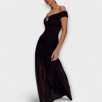 Maelie - Schickes trägerloses Bodycon-Maxikleid mit floralen Verzierungen