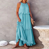 Vessa - Stilvolles Stufen-Maxikleid in Blau