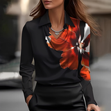 Chiara - Trendige Langarmbluse in Schwarz / Rot