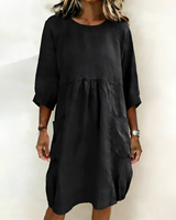 Shadia - Lockeres und Lässiges Midikleid in Schwarz