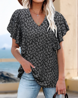 Eleri - Modische Bluse mit V-Ausschnitt in Schwarz