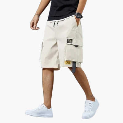 Herren Sommer Cargo Shorts mit Gummibund und Klappentaschen