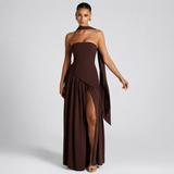 Fatimea - Stilvolles Tube-Top Maxikleid in Braun