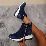 Orthopädische Leder Damen Stiefeletten - Emma in Blau