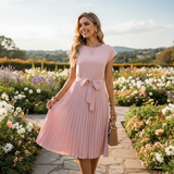 Jelica - Schickes Midikleid mit Falten in Rosa