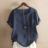 Noelle - Elegante, weit geschnittene Bluse mit Knöpfen in Marineblau