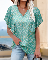 Eleri - Modische Bluse mit V-Ausschnitt in Grün